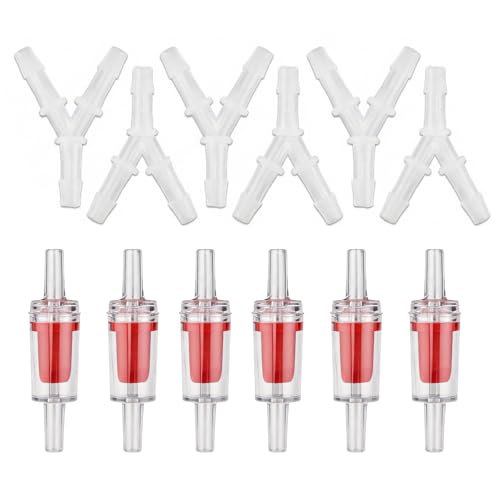 6 Pcs Aquarium Air Pump Connectors with Check Valve Aquarium, Y Shape 3 Way Airline Tubing Connector, Plastic Barb Equal Y Tee, Anti Shedding Fish Tank Tube Adapters Splitter