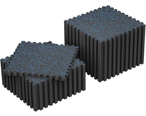 SUPERJARE 0.79'' Extra-Thick 48 Pcs 192 Sq Ft Exercise Equipment Mats - color: Black/Blue, size: 48 Tiles (192 Sq Ft)