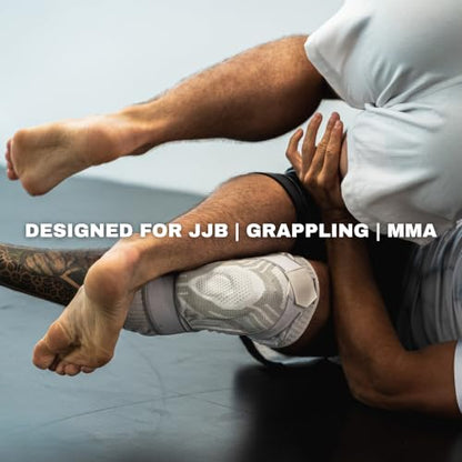 Tenace BJJ Knee Brace – Compression Knee Pad with Side Stabilizers & Gel Pad for Grappling, Jiu Jitsu, MMA, Wrestling, Judo & Muay Thai (1, White, X-Large) - color: White, size: X-Large