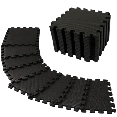 18 PCS Floor Mats for Home Gym, 3x6 Feet High-Density Interlocking Foam Floor Mats 0.4"(10mm Thick) Puzzle Tiles Mat for Workouts, Exercise, Play, Yoga, Cardio, Weights (Black)