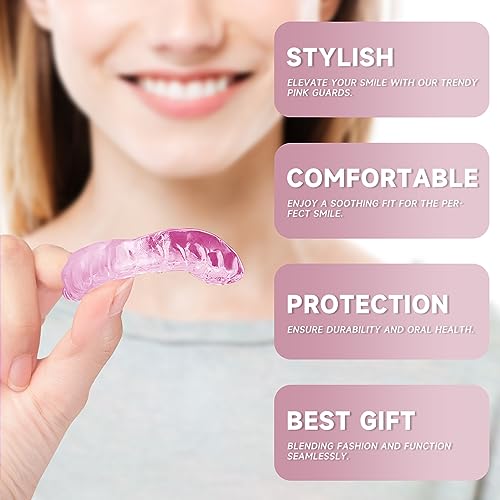 Pink Mouth Guard for Women, 4 Pack Medium Size