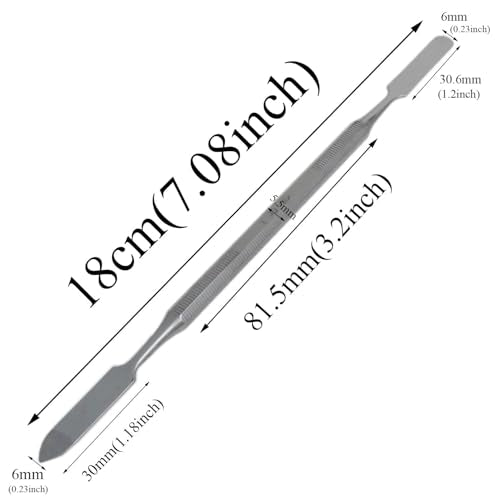 Silver Stainless Steel lab mini Double-Ended Spatula Double-Ended Spatula semi-Miniature Spatula Cone Arrow end18cm/7.08inch Flat end for Mixing Cement and Carving 2pcs