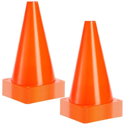 Bekith 30 Pack 9 inch Plastic Traffic Cones, Orange Soccer Traning Cones Plastic Agility Sports Cones, Indoor/Outdoor Use