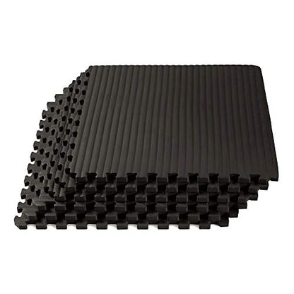 We Sell Mats 3/4 Inch Thick Martial Arts EVA Foam Exercise Mat, Tatami Pattern, Interlocking Floor Tiles for Home Gym, MMA, Anti-Fatigue Mats, 24 in x 24 in - color: Black, style: 24 Square Feet (6 Tiles)