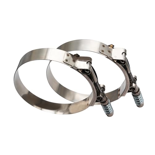 6" Heavy Duty T Bolt Hose Clamp Stainless Steel - Spring Loaded 158mm - 166mm for 6" I.D. Hose with 3mm - 6mm Wall Thickness, Auto-adjusting maintain Constant Tension (158mm - 166mm, 2 Pack) - size: 6" Hose Clamp 158mm - 166mm (6.22" - 6.54")