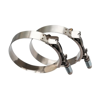 6" Heavy Duty T Bolt Hose Clamp Stainless Steel - Spring Loaded 158mm - 166mm for 6" I.D. Hose with 3mm - 6mm Wall Thickness, Auto-adjusting maintain Constant Tension (158mm - 166mm, 2 Pack) - size: 6" Hose Clamp 158mm - 166mm (6.22" - 6.54")