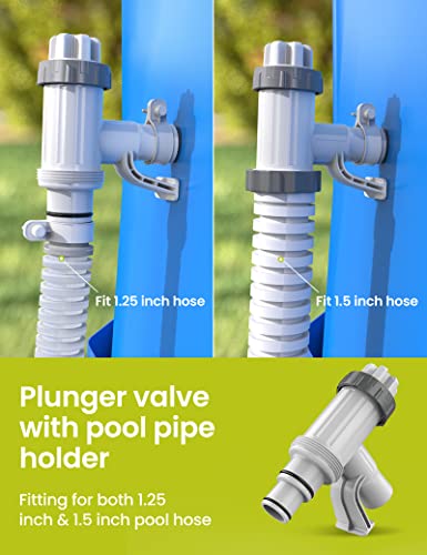 [PATENTED] SUMMERBUDDY Pool Hose Adapter for Above Ground Swimming Pool, Pool Replacement Parts with Plunger Valve and Pool Pipe Holder Pool Pump Parts 2 Pack - color: 2 Pack, size: 2 Pack