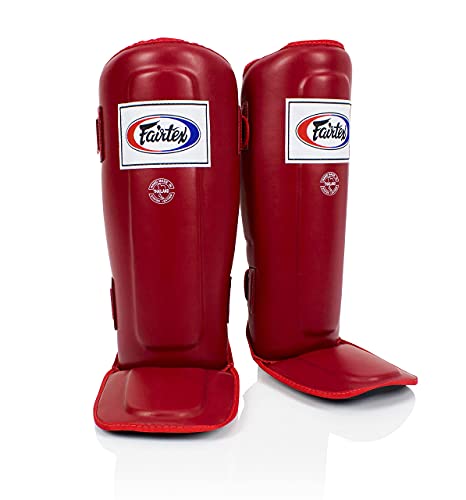 Fairtex SP3 Lightweight Shin Guards, Muay Thai MMA Avoid Shin Splints Gear - color: Red, size: Medium
