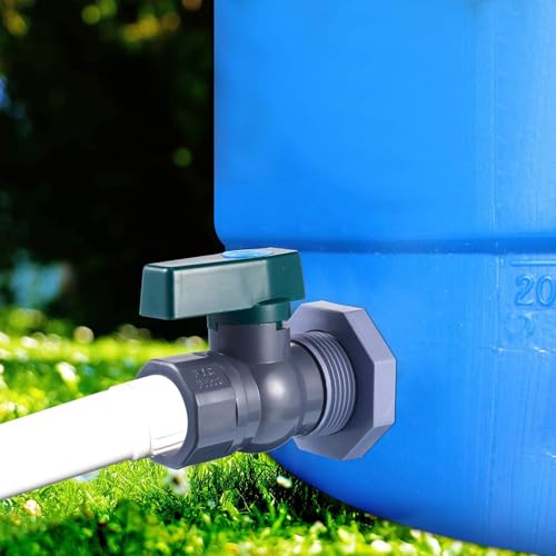 4 Pack Rain Barrel Spigot Kit with PVC Bulkhead Fitting Water Barrel Spigot Garden Hose Bulkhead Fitting with Hose Faucet Adapter and Thread Seal Tape for Garden,Aquariums,Water Tanks,Tubs,Pool