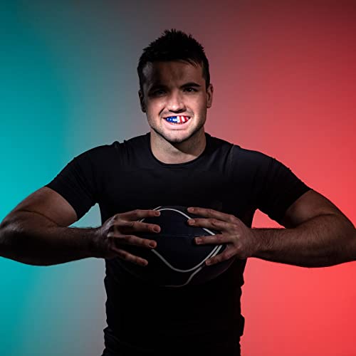 OPRO Instant Custom-Fit Mouthguard – Dentist Level Gum Shield Adult and Kids – OPRO Mouth Guard Boxing and MMA, Self-Fit Gum Shield Rugby – Maximum Protection with Dental Warranty (Black/White/Silver) - color: Usa Flag, size: Adult (10+)