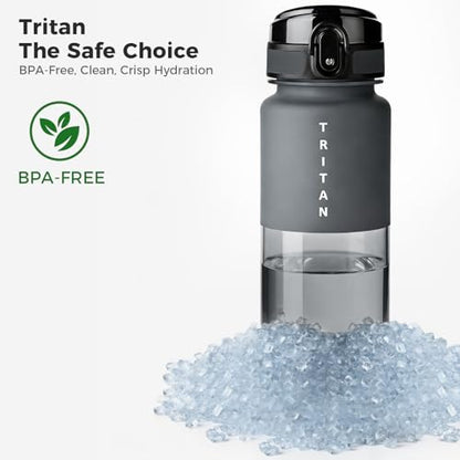 32oz Clear Tritan Water Bottle with Chug Lid - color: Grey