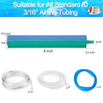 Fish Air Stone 8 Inch Airstones Kit with 5 Pcs Square Oxygen Diffuser Bubble Release Mineral Airstones for Fish Tank Pumps Small DWC Bucket Needs - color: Blue, size: 8 Inch
