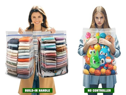25 Gallon Jumbo Storage Bags, 3.5 Mil Thick Clear Plastic Zipper Bags with Handles, 35" x 24" Extra Large XL Heavy Duty for Home, Travel, and Moving (5 Packs) - size: 5 Jumbo
