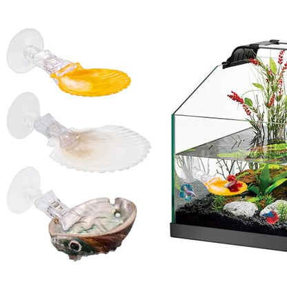 3 PCS Natural Shell Betta Fish Resting Spot, Betta Hammock Small Shell Bed with Suction Cups, Natural Habitat Breeding Spawning Ground for Betta, Shrimp, Aquarium Accessories Decorations