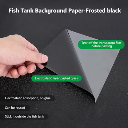 Aquarium Background Paper Decor Fish Tank Backdrop Wallpaper Electrostatic Adhesive, No Glue, Easy to Install, Reusable (17.7“H×47.2”L, Black) - size: 17.7“H×47.2”L