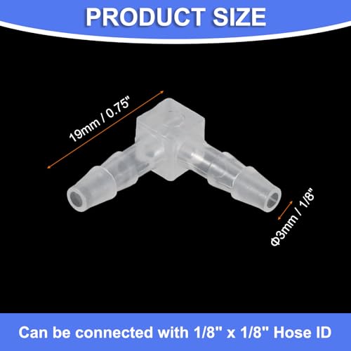 uxcell 1/8" Hose Barb Fitting, 8 Pcs Equal Barbed 90 Degree Elbow L Shaped 2 Way Plastic Splicer Joint Mender Adapter Union Fitting for Air Line Tubing Pipe Household Fuel Gas Liquid - size: 1/8 Inch