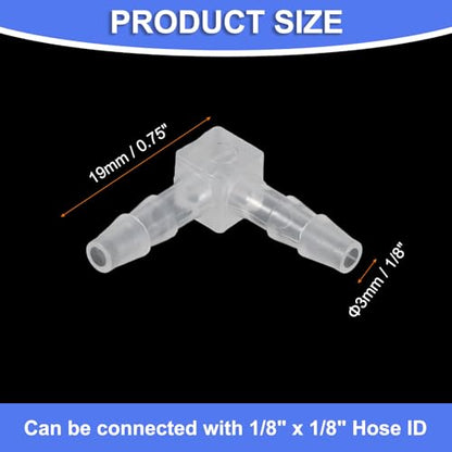 uxcell 1/8" Hose Barb Fitting, 8 Pcs Equal Barbed 90 Degree Elbow L Shaped 2 Way Plastic Splicer Joint Mender Adapter Union Fitting for Air Line Tubing Pipe Household Fuel Gas Liquid - size: 1/8 Inch