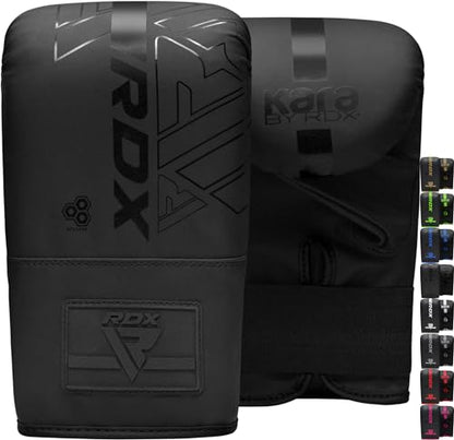 RDX Bag Gloves Boxing Punching Mitts, Maya Hide Leather, Padding, Ventilated Palm, MMA Heavy Punch Training, Muay Thai Kickboxing Focus Pads Double End Speed Ball Workout, Adult Men Women - color: Black