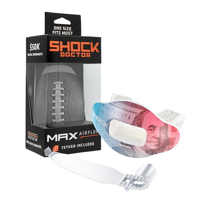 Shock Doctor Lip Guard, Adult and Youth Mouth Guard Football with Strap, Breathable Wide Opening Football Mouthpiece for Youth and Adults OSFA, Shock Doctor Mouth Guards, Max Airflow - color: Dollar Green