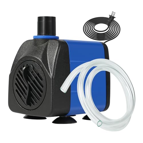 AQUANEAT Small Fountain Pump, 160 GPH Mini Submersible Water Pump with 3.3 ft Tubing, for Aquarium Fish Tank, Pet Water Fountain, Hydroponics, Pond Waterfall Filter Pump - size: 160 GPH