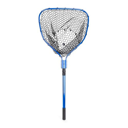 UMT Telescopic Fishing Landing Net (3.6–5 ft) — 17" x 19" Large Hoop, 10" Deep Silicone Rubber Mesh, Tight Handle Fit, for Freshwater & Saltwater, Blue