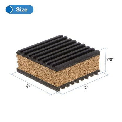 uxcell 16pcs Ribbed Anti-Vibration Isolation Rubber Pads 2" Length x 7/8" Thick, Square Anti Vibration Pads with Cork Center Layer for HVAC Air Compressor Washer - size: 2" Long x 7/8" Thick