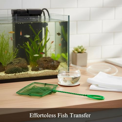 Green Square Mesh Aquarium Net for Fish Transfer and Tank Cleaning - size: 17.52 x 7.87 x 5.91"