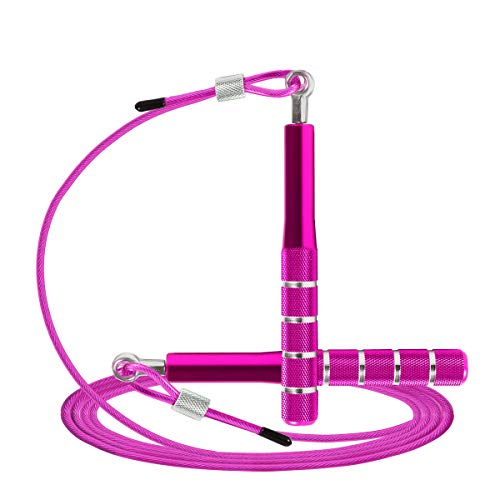 Jump Rope, Wastou Speed Jumping Rope for Training Fitness Exercise, Adjustable Adults Workout Skipping Rope for Men, Women, Kids, Girls - color: Pink