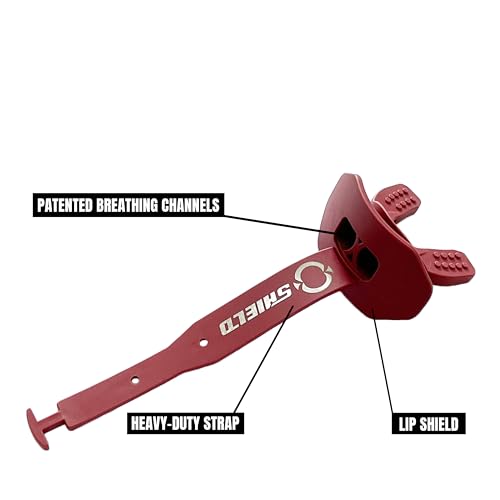 O Shield Striker Football Lip Guard with Permanent Strap - color: Maroon