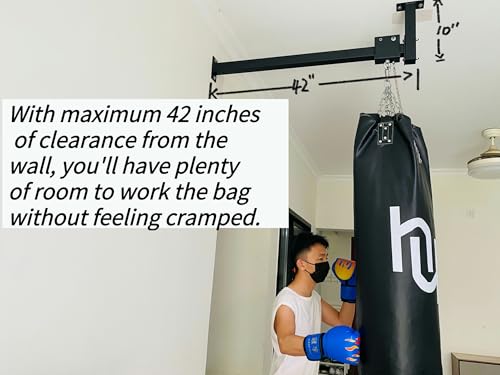 Heavy Bag Hanger Roller Wall Ceiling Mount 40'' - 50'' Long Rail Ease Adjust for Heavy Punching Bags up to 300 LBS - size: A. 42'' long rail