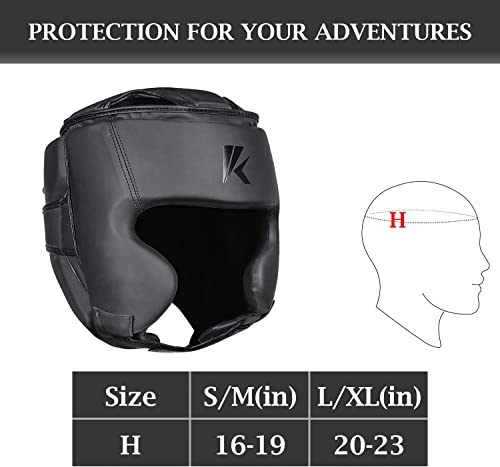 Kruzak Unisex Boxing Headgears - MMA Training, Adjustable Padded, Kara,Muay Thai Headgear, Kickboxing, Sparring, Martial Arts, Karate, Taekwondo MMA Body Equipment - color: Matte Black, size: Small-Medium