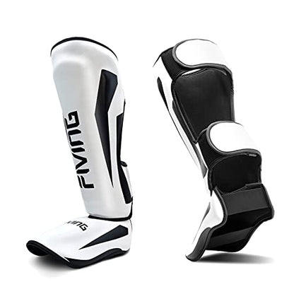 MMA Martial Arts Shin Guards,Muay Thai | Padded, Adjustable, Instep Protection, Muay Thai,Kickboxing,MMA Training, Professional Equipment - color: White, size: Small