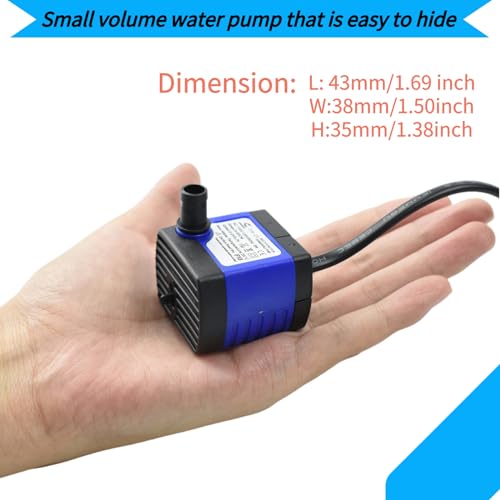 Conquerall CHA-220 240L/H 60GPH AC 110V Submersible Pump 3W Mini Ultra Quiet Water Pump 1.64ft High Lift for Fish Tanks, Small Ponds, Fountains, Water Features, Statues, Hydroponics and Pet Fountains - size: 60GPH-3W
