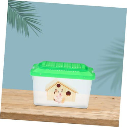 minkissy 2pcs Portable Pet Transport Box for Reptiles and Fish, Medium Green Plastic Turtle Terrarium and Travel Breeding Tank for Small Pets