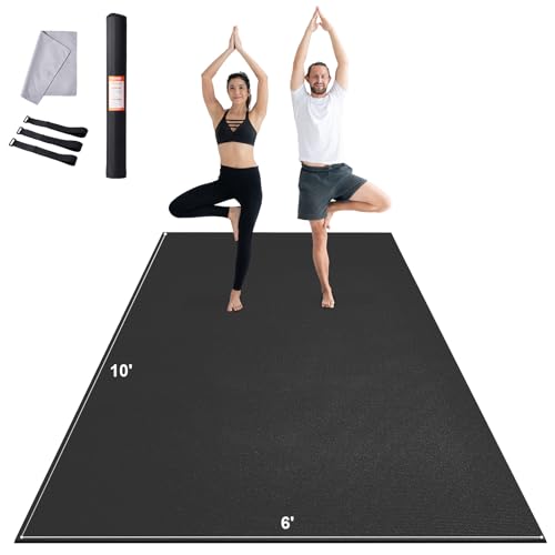 VEVOR Large Exercise Mat, 12'x6'/10'x6'/9'x6'/8'x6'/8'x5'/7'x5'/6'x4' (7mm) Extra Thick, Non Slip High Density Premium Workout Mat, Exercise Yoga Mat for Men & Women, Fitness & Exercise Mat with Bag & Carry Strap, for All Types of Home Yoga, Pilate & Floo