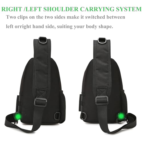 Fishing Sling Bag - Small Fishing Tackle Storage Bags with Rod Holder(Green)
