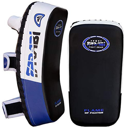 Farabi Thai Pads Kickboxing Muay Thai Training Strike Pads - color: White/Blue, size: Single