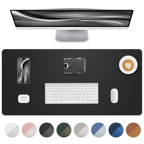 AFIING Desk Pad Protector 23.6" x 13.7" - Non-Slip Waterproof PU Leather Desk Mat for Mouse, Keyboard, Laptop, Office and Home Workspace (Black) - color: Black, size: 23.6" x 13.7"