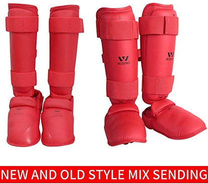 Wesing Karate Shin Instep Guard WKF Karate Shin Pad - color: Red, size: Small