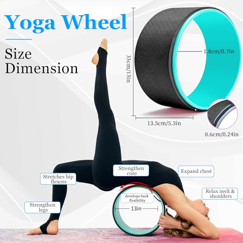 All in One Yoga Wheel Set, Soft Foam Roller Wheel for Back Pain & Stretching, Yoga Blocks 2 Pack with Strap, Trigger Point Therapy Massage Ball for Deep Tissue, Yoga Starter Kit for Beginner - color: C1, Black