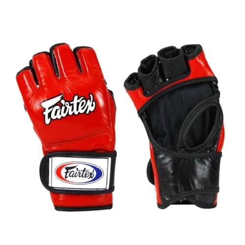 Fairtex FGV12 MMA Gloves, Official ONE Championship Leather Grappling Gear - color: Red, size: Large