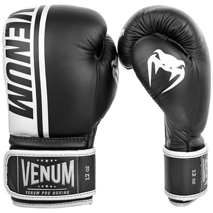 Venum Shield Pro Boxing Gloves - color: Black/White, size: 8oz, style: Hook and Loop
