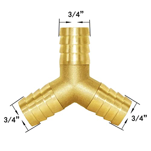 3/4" Hose Barb Y Shaped 3 Way Union Fitting Intersection/Split Brass Water/Fuel/Air - size: 0.75 Inch