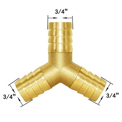 3/4" Hose Barb Y Shaped 3 Way Union Fitting Intersection/Split Brass Water/Fuel/Air - size: 0.75 Inch