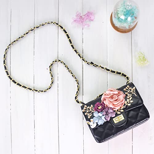 Gold Purse Chain & Strap, 4 Sizes - DIY Handbag, Shoulder, Crossbody Bag Chain - Leather, Braided - 15.4, 23.6, 31.4, 47.2 Inch - Black/Gold - color: Black(gold)