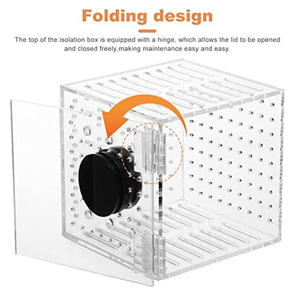 1Pc Aquarium Fish Box, Acrylic Fish Tank Breeding Box Juvenile Spawning Hatchery Incubator with Magnet for Shrimp Clown Guppy, 10.7x10.7x10.7cm