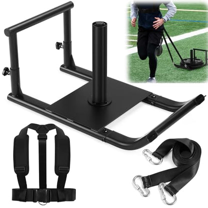 GADFISH Workout Fitness Sled, Weighted Sleds Push Gym Equipment for Adults & Kids, Compatible with 1" & 2" Weight Plates, Multi-Purpose Sled for Outdoor or Home Fitness Training - size: Medium-Sized