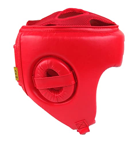 Wesing Professional Boxing Headgear Muay Thai Martial Arts Training Sparing Headgear Without Cheeks - color: Red, size: Large
