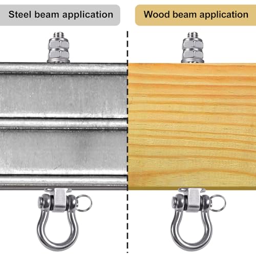 SELEWARE 2 Pcs Heavy Duty Bearing Swing Hangers Stainless Steel Swing Hooks | 7" x M2/5" Swing Bolt for Wood and Steel Beam, Swing Sets Hardware for Hammock, Yoga, Porch Swing, Heavy Bag, 1500LB Capacity - color: 2 Pack Bearing Hangers (7" X M2/5" Threade