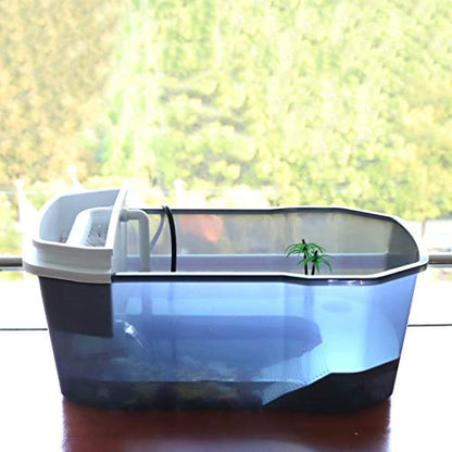 Plastic Turtle Tank Reptile Habitat Pet Terrariums Turtles Tank Aquarium Terrapin Topper Basking with Platform Plants,Durable,Safe, Non-Toxic(Black) - color: Black